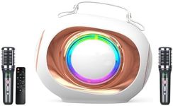 Karaoke Machine, Bluetooth Speaker with Dual Visualized Passive Radiators, with 2 Microphones and PA System, 500W Peak Power and Disco Light, Bass/Treble/Echo, for Home Party, Outdoor