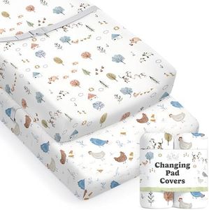 Baby Changing Pad Cover 2-Pack (Farm Animals) - Premium Fitted Sheets Changing Table Cover - Buttery Soft Cotton Blend - Diaper Changing Pad Cover - Changing Pad Sheets