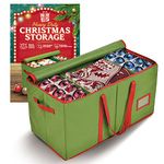 Holiday Cheer Premium Christmas Bauble Storage - Christmas Storage Container Perfect for Holiday Decorations and Ornament Storage Box - Fits 128 Holiday Ornaments - Tear-Proof Fabric (Green)