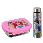 SKi Homeware Steel Lunch Box (600 ML) & Steel Slim Bottle (400 ML) Combo/Gift Set- Princess