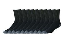 Amazon Essentials Men's 10-Pack Cotton Half Cushioned Crew Socks, Black, Shoe Size: 6-12