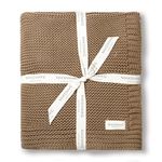 MakeMake Organics Organic Cotton Throw Blanket GOTS Certified Organic Knit Blanket Couch Bed Neutral Fall Colors Soft Cotton Throw Blanket Large (50x60, Brown)