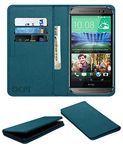 ACM Rich Leather Flip Wallet Front & Back Case Compatible with HTC One M8 Eye Mobile Flap Magnetic Cover Turquosie