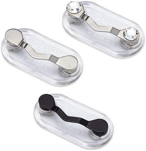 Readerest Magnetic Holders for Glasses, Magnet Pin, 2 Styles (2x Stainless Steel & Classic Black), Eyeglass magnets for women and men, Name Badge Holder, Pins onto your shirt to keep your glasses safe