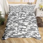 Camouflage Reversible Duvet Cover For Kids Teens Camo Alternative Comforter Cover King Army Graffiti Geometric Bedding Set Breathable,Grey Arrow Abstract Art Bedspread Cover With 2 Pillowcase