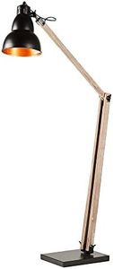Vintage Large Floor Lamp Gourd Shade 137cm Adjustable Reading Living Room Light Standing - Black/Gold