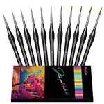 11Pcs Paint Brushes,Miniature Paint Brushes with Ergonomics Grip Handles,Detail Paint Brush Set for Fine Detailing & Art Painting - Acrylic, Watercolor,Oil,Models, Warhammer 40k……