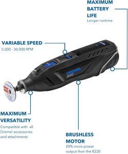 Dremel Cordless Rotary Tool 8260 – Variable Speed, Rechargeable