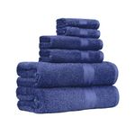 Amazon Basics 6-Piece Fade-Resistant Cotton Bath Towel Set - Navy Blue