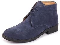 FAUSTO FST KI-8810 NAVY-40 Men's Navy Blue Suede Leather High Ankle Lace Up Chukka Boots (6 UK)