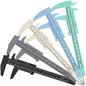 Frienda 5 Pieces Eyebrow Measuring Ruler, Brow Mapping Ruler Tool, Mini Vernier Caliper Double Scale Plastic Ruler, Sliding Gauge Ruler for Microblading Eyebrow Tattoo Brow Artists (Fresh Colors)