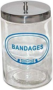 Grafco Labeled Glass Sundry Jar - Bandages with Lid, Apothecary Medical Supplies - 3454A B