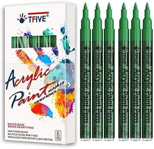 Green Marker Paint Pens - 6 Pack Acrylic Green Permanent Marker, 0.7mm Extra Fine Tip Paint Pen for Art Projects, Drawing, Rock Painting, Stone, Ceramic, Glass, Wood, Plastic, Metal, Canvas DIY Crafts