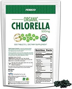 Febico Pure Organic Chlorella Tablets,500 Counts- Rich Ingredients,Vitamin, Vegan, Best Green Superfood, high-quality, non-gmo, detox, USDA, With Broken Cell Wall Chlorella and Chlorella Growth Factor