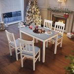 ELEGANT Dining Chairs Set of 4 Nature Solid Pine Wood Dining Table and Chairs for Kitchen Living Room Dining Room Set, Grey