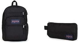 JANSPORT Big Student Backpack, 43 cm, 34 L, Black (Black)+Basic Accessory Pouch, 21 cm, 0.5 L, Black (Black)