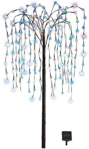 Collections Etc. LED Solar Willow Tree, Outdoor Solar Tree with Colorful Solar-Powered Lights with Adjustable Branches, Multi Color Lights