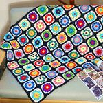Handmade Crochet Throw Blanket Granny Blanket Sweater Style, Crochet Quilt, Multicolor Boho Travel Accent Decor Throw for Sofa Comforter Couch Bed Recliner Living Room Bedroom Decor 47" x31" (Black)