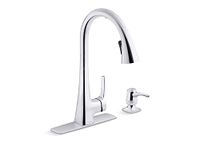 Kohler R26281-SD-CP Maxton Touchless Pull-Down Kitchen Faucet with soap/Lotion Dispenser, Polished Chrome