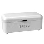 Home Basics Bread Box For Kitchen Countertop, Metal, (White), Vented With Hinge Top and Non-Skid Feet | Large Bread Box | Keeps Loaves, Bagels, Croissants Fresh