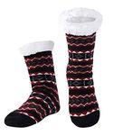 WOTENCE Men's Slipper Socks Fleece Lined Cozy Extra Thick Slipper Socks Winter Non-Slip Home Socks for men