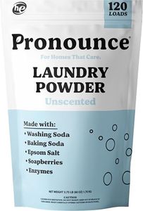 Pronounce Laundry Detergent Powder Alternative | Cleaner Ingredients. Safer for Sensitive Skin. Stain + Smell Fighting. Fragrance Free, HE Safe - 120 Loads (Unscented).