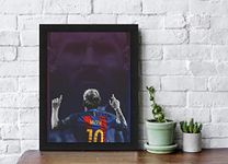 Interio Crafts Lionel Messi Argentine Professional Footballer,Wall Frame Poster for Room and Office (12 X 8 inch, Multicolour, Sports)