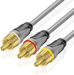 TNP Premium RCA Cable 3 Plus 3 RCA to RCA Male to Male AV Cable, 15 Feet RCA Composite Audio Video Cables, Coaxial Subwoofer to Video, Gold-Plated RCA Adapter Cord RCA Connector Plug