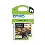 Dymo Permanent Adhesive Plastic Label Tape, 1/2-inch, 18-Foot Cassette, White