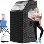 bsdonte Portable Sauna Box for Home, Personal Steam Sauna Tent with 1000W 2.6L Steamer, Timer, Remote Control, Folding Chair, 9 Levels Heating, Indoor Steam Room Full Body, Size 2.6’ x 2.6’ x 5.9’