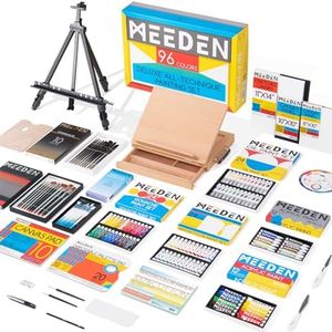 MEEDEN Painting Set with Easels and Paints: Art Supplies with Acrylic Oil Watercolour Gouache Colours - Painting Kit for Artists from Beginner to Professional