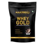 NAKPRO Gold Whey Protein Concentrate 1kg Cookies & Cream | 25.5g Protein, 5.6g BCAA | Trustified Certified 100% Authentic Supplement Powder & No Adulteration | Fast Absorbing Whey Protein Powder