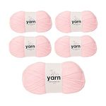 Korbond Baby Yarn Bulk Pack Bundle (Baby Pink)— Contains 5 x 100g Skeins of DK Acrylic Lightweight, Hypoallergenic & Durable Yarn (500g/1450mTotal)