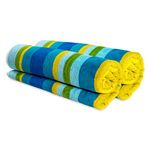 Caldimore Multicolour Cabana Stripe Beach Towel - 100% COTTON - Pack of 2 BLUE - 70cm x 150cm