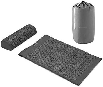 Navaris Set de masaje de acupresión - Esterilla relajante de acupuntura lavable de 68 x 42 x 2 CM con almohada y funda de transporte - Gris oscuro