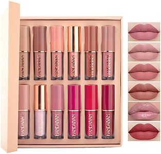 12 couleurs Mat rouge à lèvres Liquides Régler, Pigments Intenses, Mat Nude Étanche Longue durée Antiadhésif La tasse ne se décolore pas Brillant à lèvres Rouge - Cadeaux pour les femmes