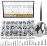 814 Pieces Phillips Pan Head Machine Screws Nuts Washers Kit, Kindroufly M3 M4 M5 M6 Screw Assortment Kit, Metric Screw Set, Bolts and Nuts, Machine Screws, 304 Stainless Steel, Fully Machine Thread