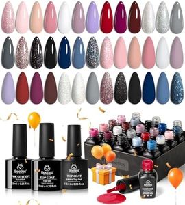 Beetles 20 Pcs Gel Nail Polish Kit, Modern Muse Collection Soak off Nail Lamp Nude Gray Pink Blue Glitter Gel Polish Starter Kit with Glossy & Matte Top Gel Base Coat Gifts for Women