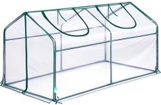 Quictent Waterproof UV Protected Reinforced Mini Cloche Greenhouse 71" WX 36" D X 36" H Portable Green Hot House- 50 Pcs Plant T-Type Tags Include