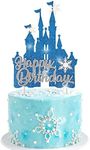 Frozen Birthday Cake Topper Decoration Snowflake Theme Castle Cake Topper for Winter Wonderland Christmas Party Supplies