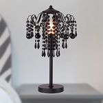 MEIXISUE Small Black Crystal Bedside Table Lamp End Table Lamp Nightstand Lamp Desk Lamps for Bedroom Living Room Office H20.4'' W11.81'' 1-Light E26