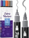 Dual-Tip Fabric Markers Permanent for Clothes No Bleed, Quick Dry & Non-Toxic Fabric Paint Pens Set for Canvas, T-Shirts, Bags, Textile, 5 Pack