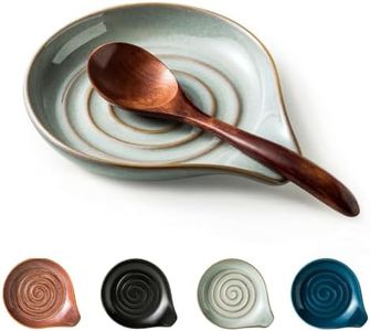 Cormomu Spoon Rest, Large Ceramic Spoon Holder for Stove Top, Heat-Resistant Cooking Spoon Rest for Kitchen Counter Decor, 5 Inches (Gray)
