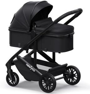 newyoo Bassinet Stroller for Infant, Nestro 516M, Convertible Baby/Toddler Strollers w Reversible Seat & Cup Holder, Coches para Bebes, 2-in-1 Rear-Facing Pram, One-Hand Quick Fold, Black