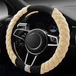 Cxtiy Universal Car Steering Wheel Cover Fluffy Winter Plush Steering Wheel Cover (A-Beige)