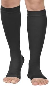 Compression Socks, Open Toe, Medical 20-30 mmHg Graduated Compression Stockings for Men Women, Knee High Compression Sleeves for Pregnancy, Varicose Veins, Relief Shin Splints, Nursing, Edema, Sports (Black)
