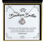 Aphrodite’s To My Badass Bestie Luxe Crown Necklace Gift Set, Best Friend Birthday Gifts for Women with Message Card, Gifts for Girlfriend, Long Distance Friendship Gifts, Friendship Jewelry, Gold