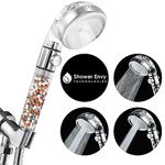 (Official) Shower Envy Shower Head by Ecowater Nortex - Filtered Showerhead, Eco Powder High Pressure Water Softener with ON/OFF switch and Ionic Beads for Dry Skin & Hair - 3 Spray Settings