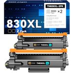 (with CHIP) TN830 TN830XL 830XL Toner Cartridges Replacement for Brother TN830XL,Print up to 3,000 Pages per Toner- Compatible with HL-L2400D HL-L2405W HL-L2460DW HL-L2460DWXL(2 Pack, Black)