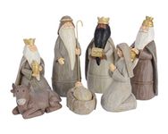 Kaemingk Polyresin Christmas Nativity Set With 7 Figures - Natural Brown